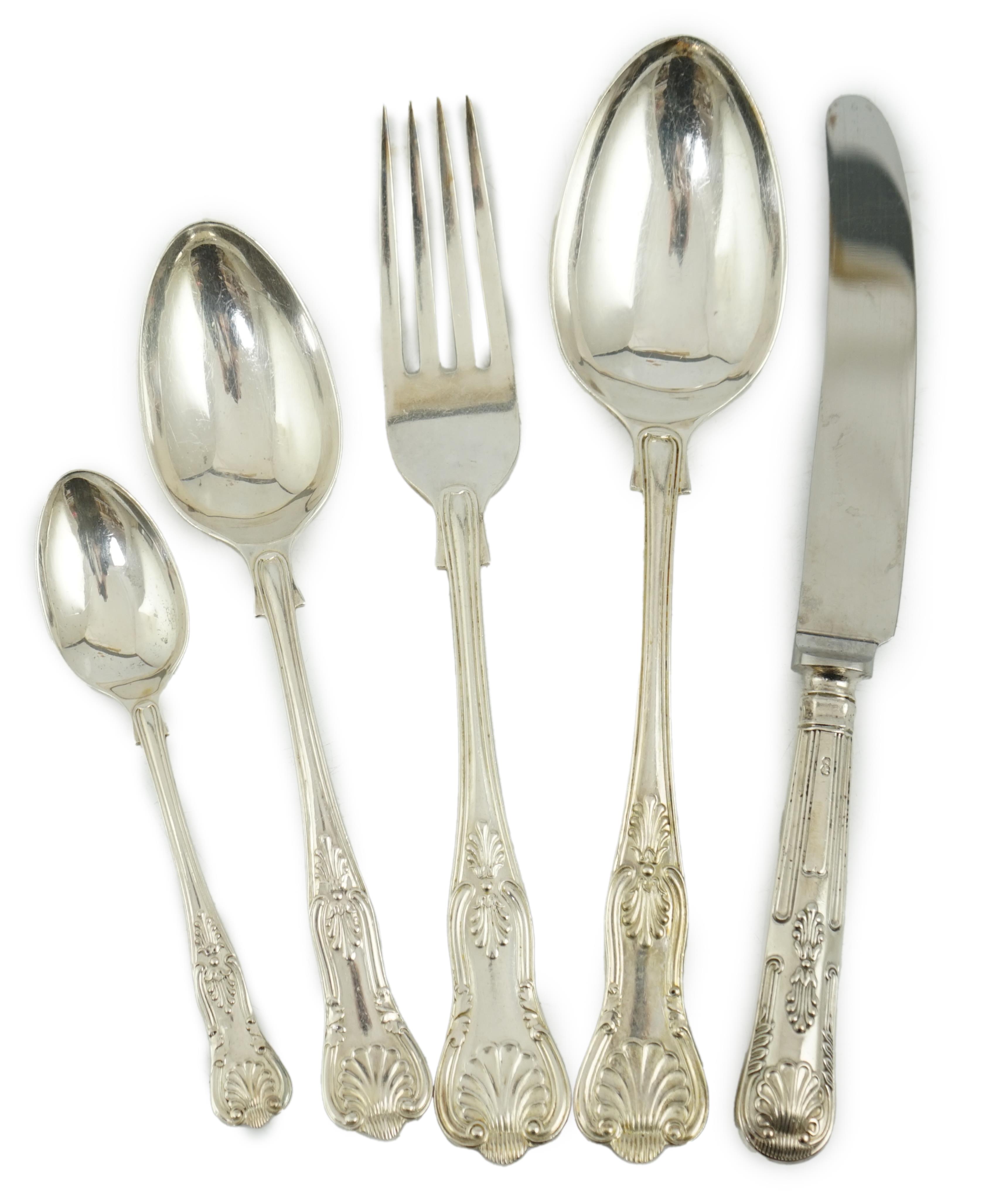 An Elizabeth II canteen of silver King's pattern cutlery for twelve by Garrard & Co Ltd
